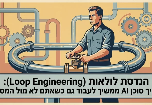 תרשים הנדסת לולאות: טריגר, סוכן AI, בודק ותנאי עצירה בלולאה סגורה