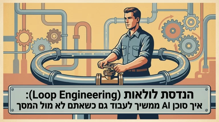 תרשים הנדסת לולאות: טריגר, סוכן AI, בודק ותנאי עצירה בלולאה סגורה